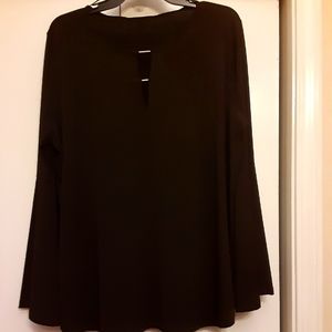NWT Michael Kors XL  Black Bell Sleeve Blouse